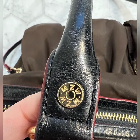 MZ Wallace Jane Tote Large Chocolate Brown Nylon Multi-Zip Leather Handles - Picture 9 of 12